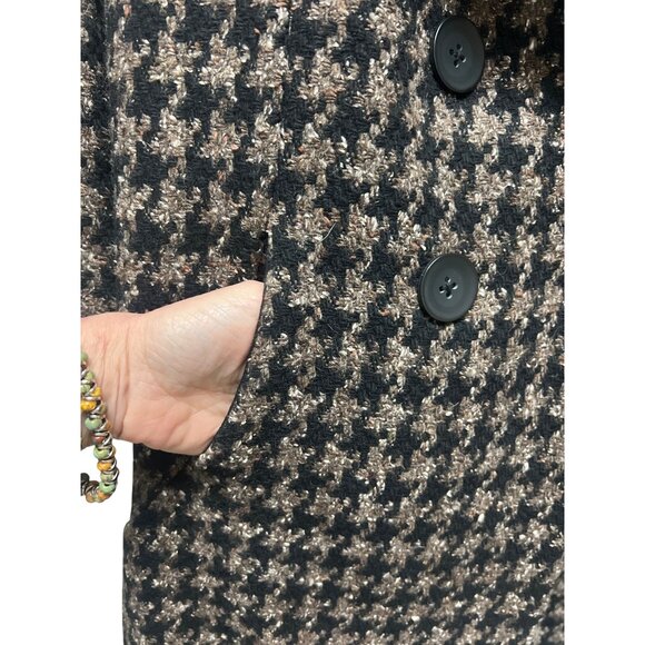 Apropos Black and Brown Wool Silk Blend Courtenay Houndstooth Double Breasted Co - Picture 4 of 8